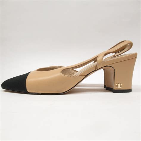 chanel two toned heels|Chanel two tone slingback shoes.